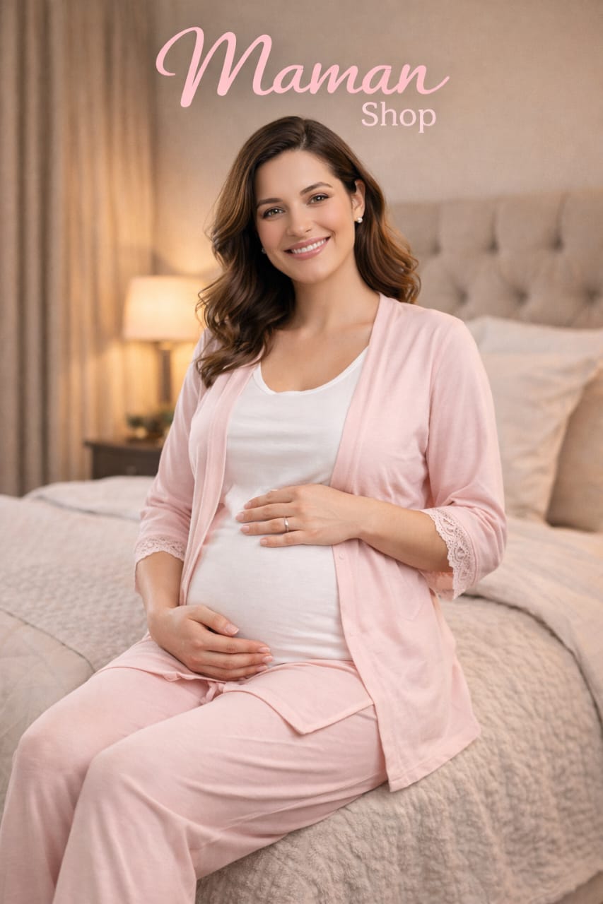 Ensemble Élégance Maternité – Pyjama Chic Grossesse & Allaitement