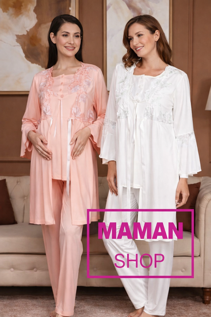 Ensemble Élégance Maternité – Pyjama Chic Grossesse & Allaitement